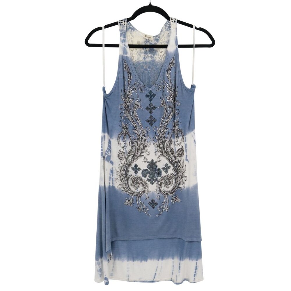 Vocal Filagree Dress Women XS Blue Y2K Style Streetwear Retro Style Trendy‎